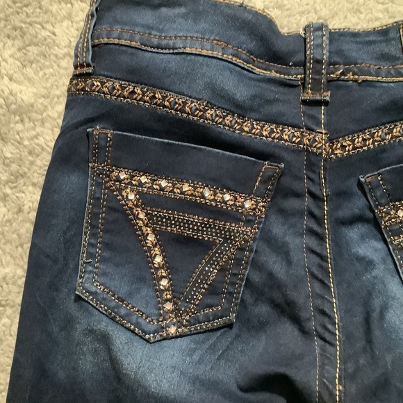 Seven7 Leggings Jeggings Jeans Size‎ 8 Dark Wash Embellished Low Rise - Picture 12 of 15